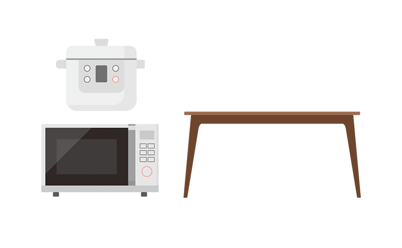 電子レンジ・炊飯器・テーブル